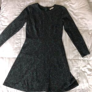 Anne Taylor LOFT emerald green/black pattern dress